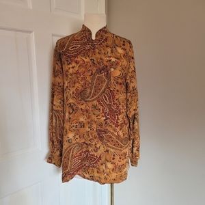 Liz Claiborne vintage silk paisley brown shirt 4P